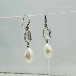Bijou silver and Pearl drop fish hook earring
